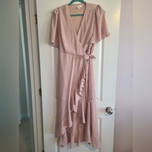Pink Fluttery Wrap Dress